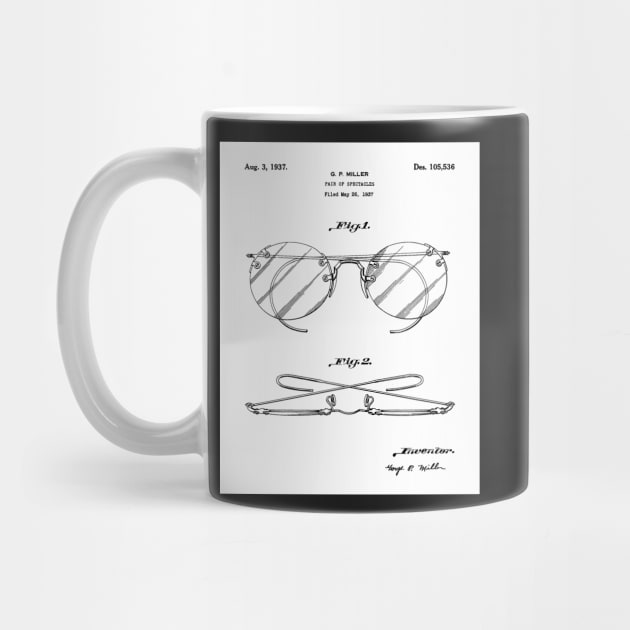 Spectacles Patent - Optometrist Eye Doctor Office Art - White by patentpress